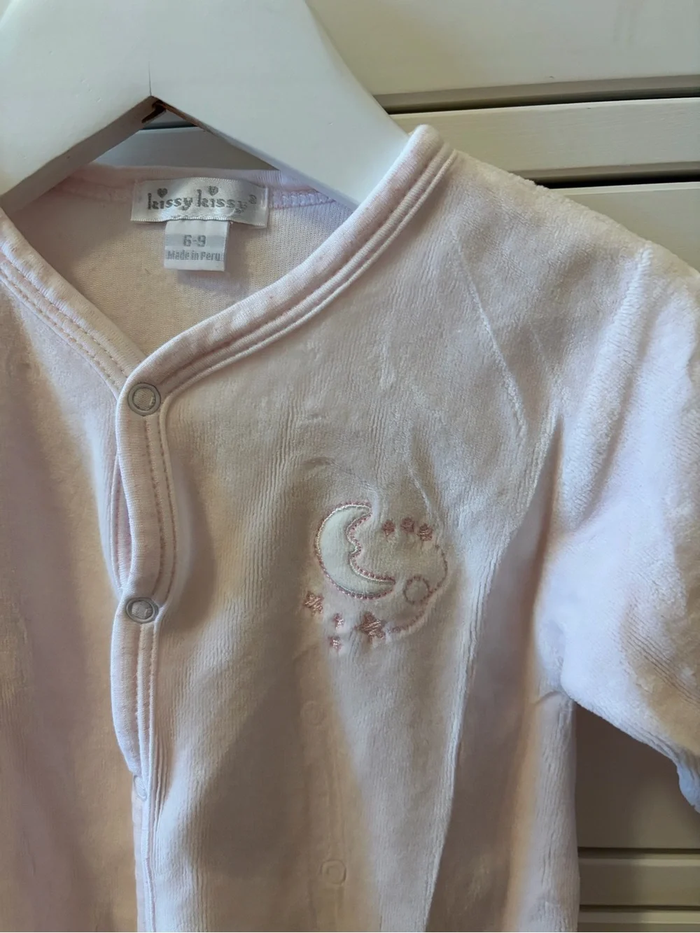 Kissy Kissy Baby 6-9 Months Pink Moon Stars Terry Footie Pajamas